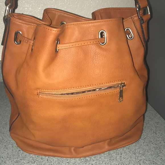 Camel Drawstring Bucket Bag - Picture 2 of 7
